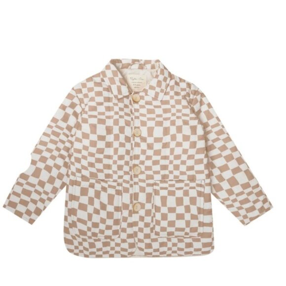 Rylee + cru medium weight jacket sand check Noelle girls 6-7 years checkered - Picture 1 of 4